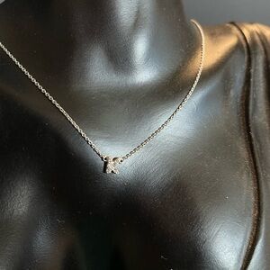 K initial sterling silver cz necklace